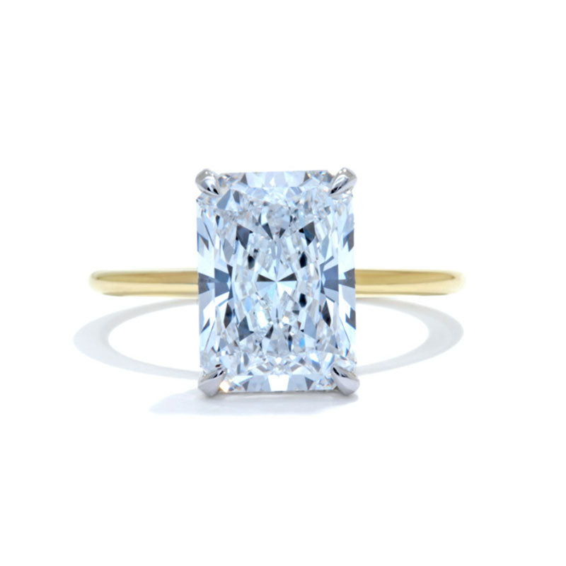 Radiant Cut Hidden Halo Sterling Silver Engagement Ring shineofdiamond