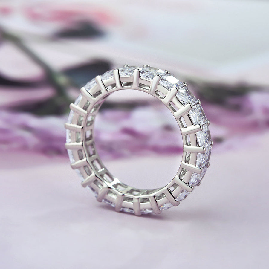Elegant Radiant Cut Sterling Silver Wedding Band Shineofdiamond
