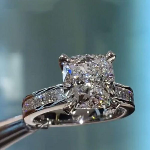 3.0ct Cushion Cut Engagement Ring with Bezel Band Shineofdiamond