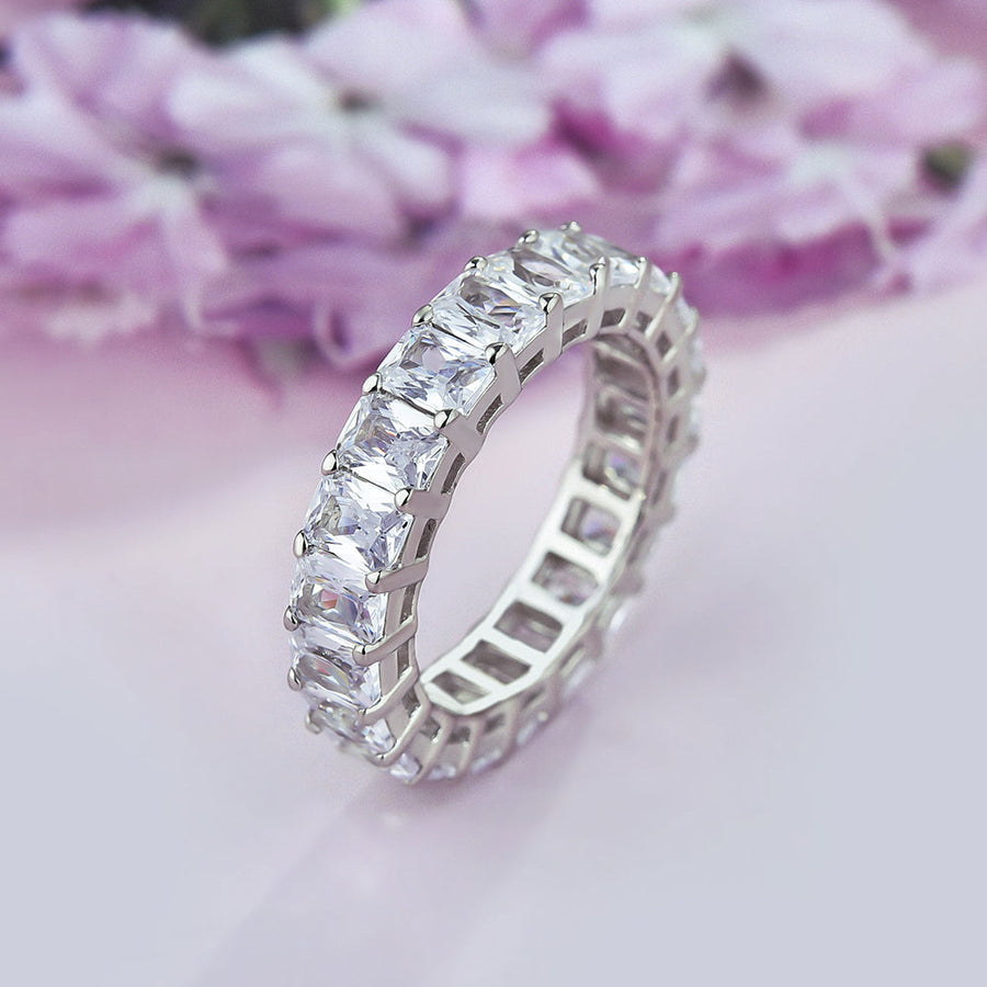 Elegant Radiant Cut Sterling Silver Wedding Band Shineofdiamond