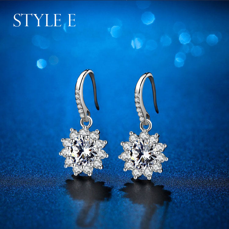 Moissanite Sterling Silver Earrings For Women shine of diamond