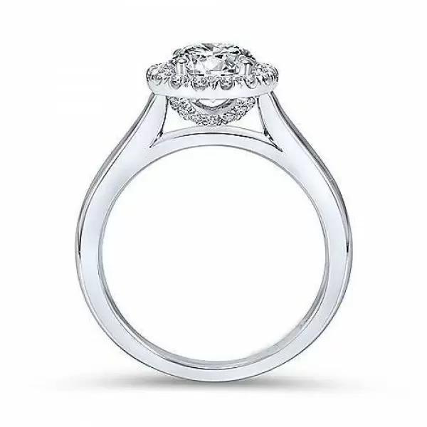 Round Cut Halo Bridal Set with Matching Band Shineofdiamond