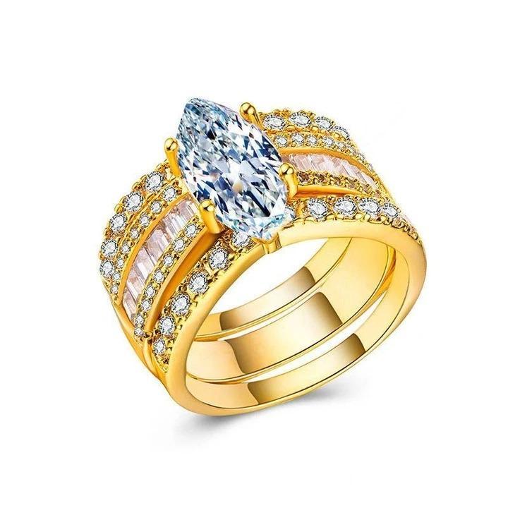 Highly Recommended! | Amazing Marquise Cut 3 Band Bridal Set hot