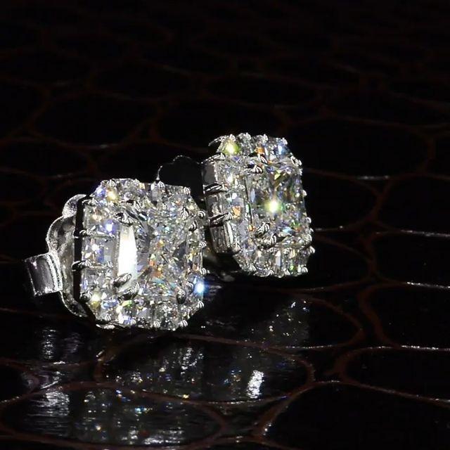 1.5Ct Princess Cut Paved Stud Earrings Shineofidamond