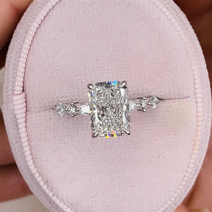 Sparkle Radiant Cut Engagement Ring In Sterling Silver shine
