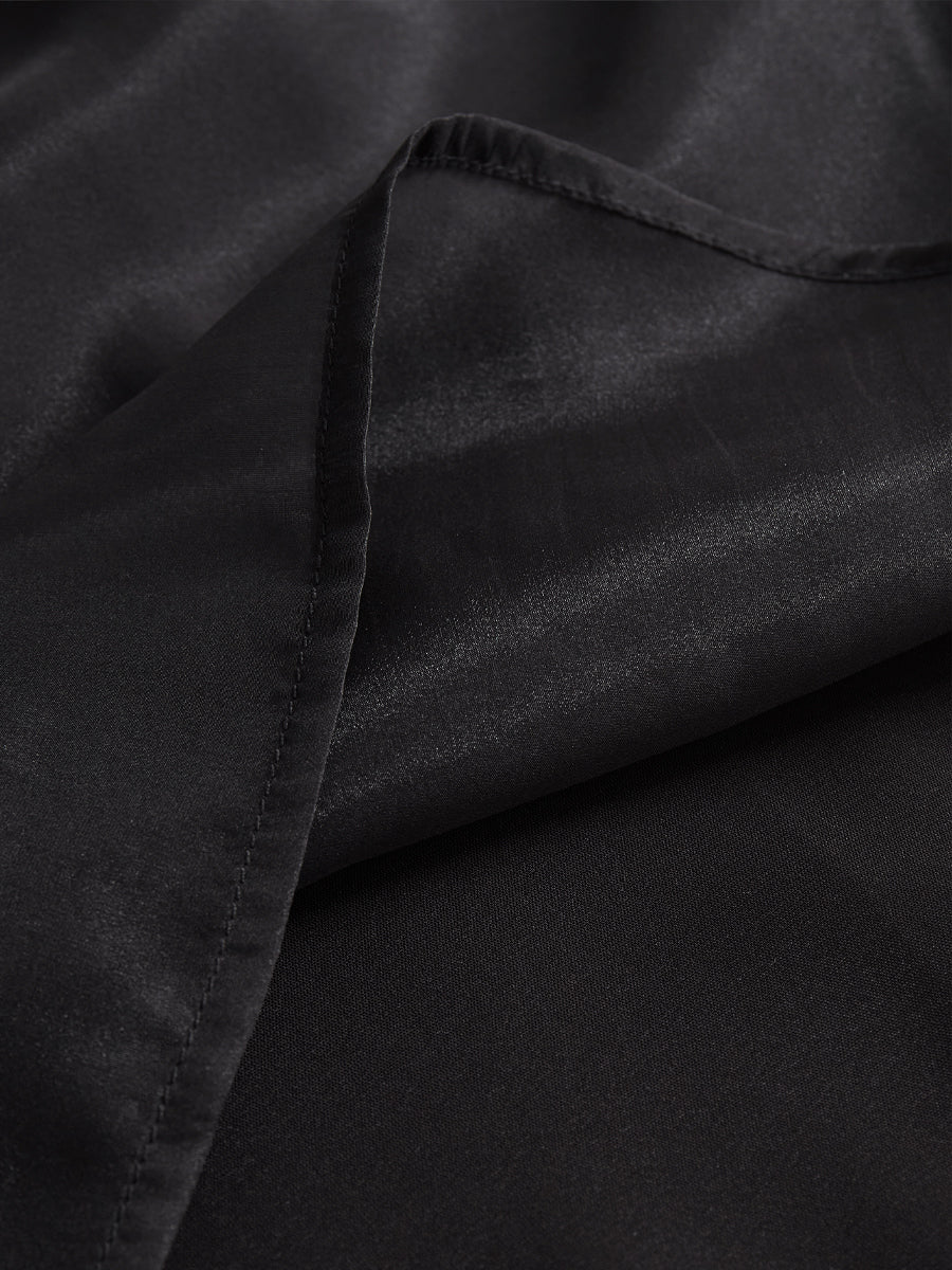 Elegant Black Chiffon High Neck Blouse MLZ