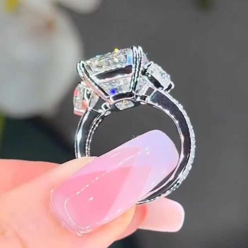 Stunning Radiant Cut Sterling Silver Engagament Ring shine of diamond