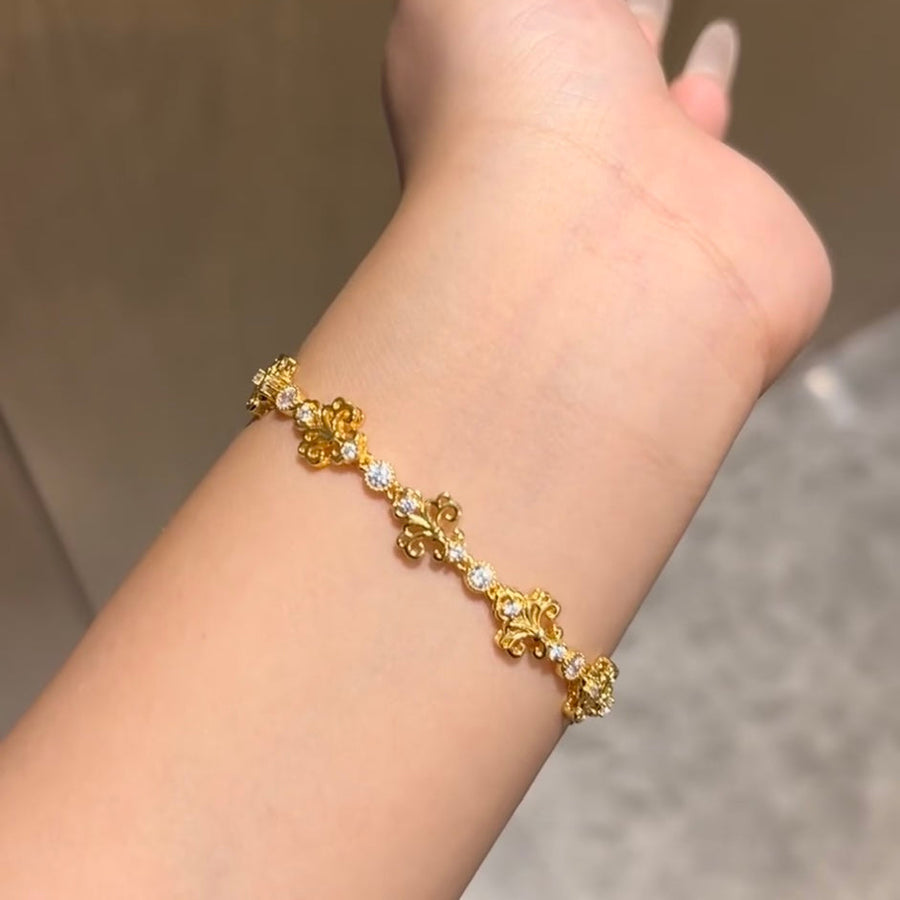 Vintage Iris Sterling Silver Golden Plated Bracelet shine of diamond