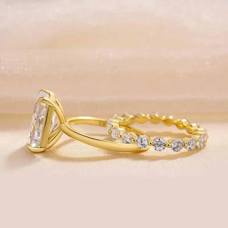 Stunning Radiant Cut Bridal Set In Sterling Silver Shineofdiamond