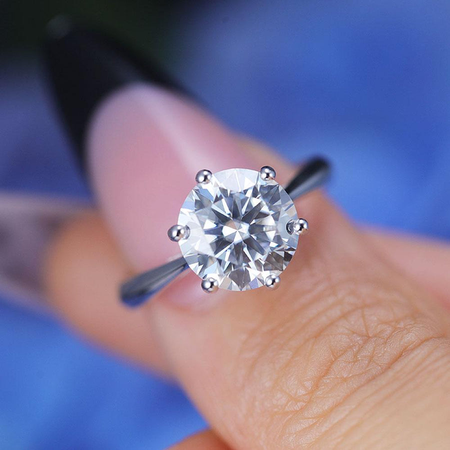 ShineofDiamond Classic 6 Prong Round Cut Moissanite Ring Shine of Diamond
