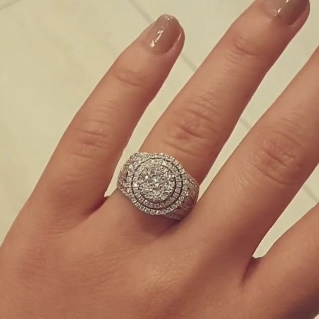 Sparkling Sterling Silver Double Halo Round Cut Engagement Ring Shineofdiamond