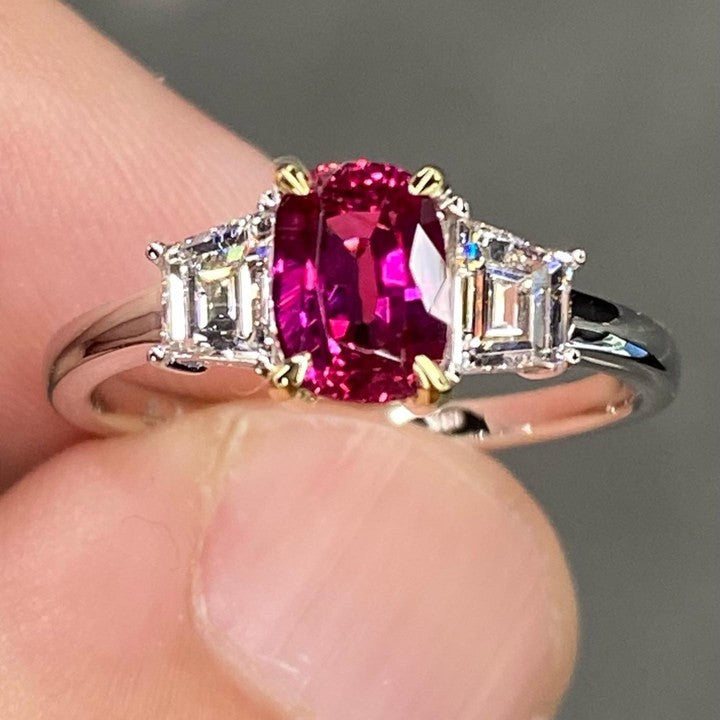 Ruby Cushion Cut Sterling Silver Engagement Ring Shineofdiamond