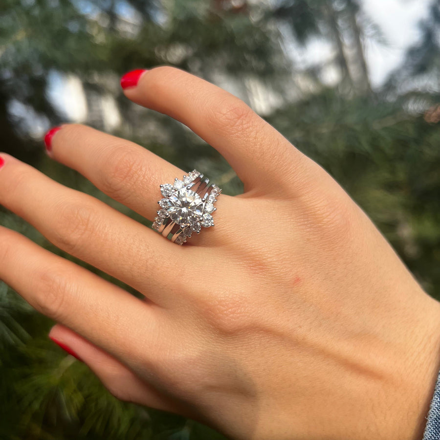 Exquisite 2 Pcs Round Cut Enhancer Wedding Bridal Set shine