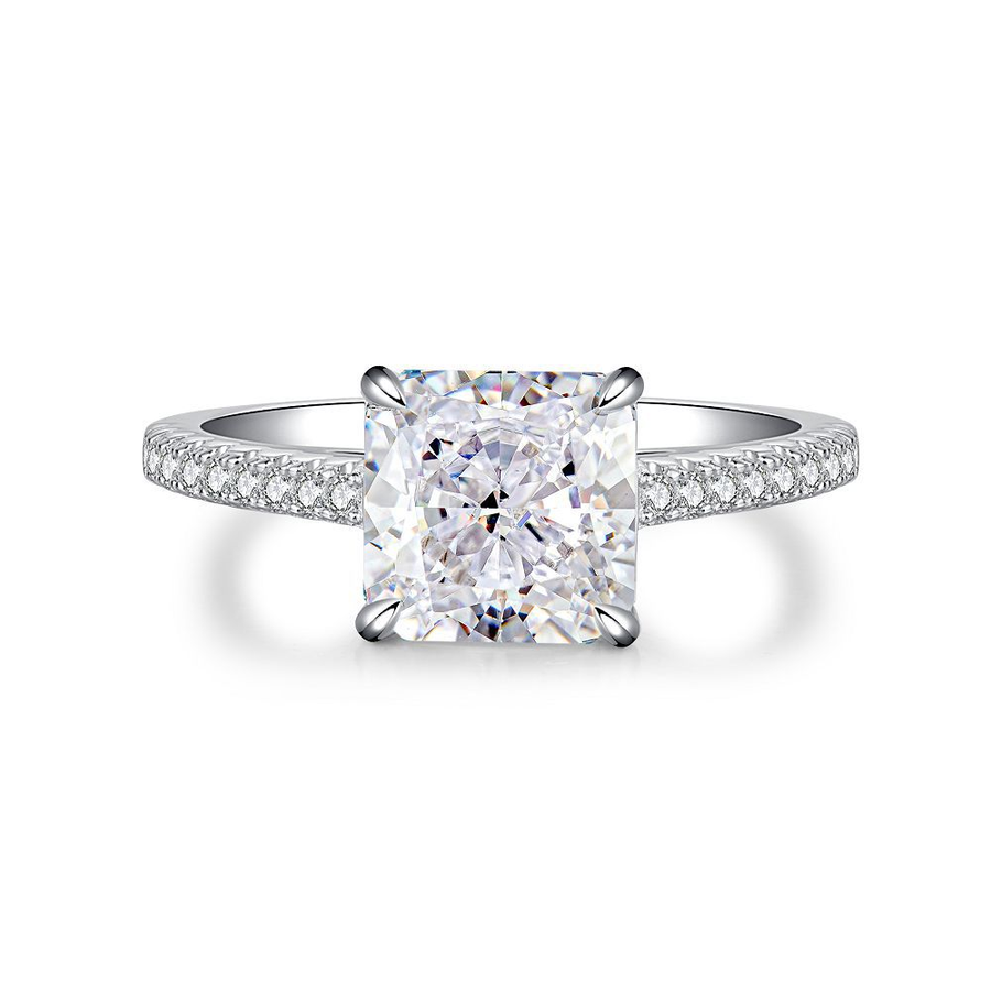 Elegant Radiant Cut Sterling Silver Engagement Ring Shineofdiamond