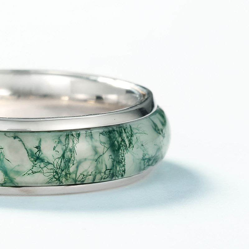 Simple Natural Green Moss Aget Band Carly Jewelry