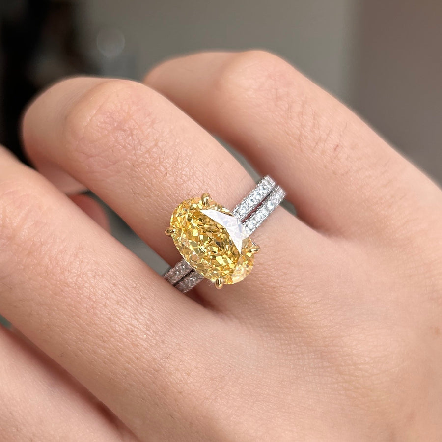 2 Pcs Stunning Yellow Oval Cut Sterling Silver Bridal Set For Women Carly Jewelry