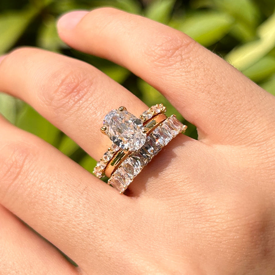 Unique Design Stunning Oval Cut Sterling Silver Bridal Set Carly Jewelry