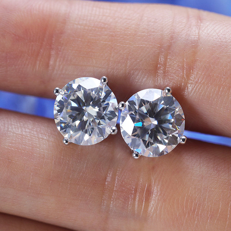 Classic 4 Prong Round Cut D Color Moissanite Stud Earrings Shine of Diamond