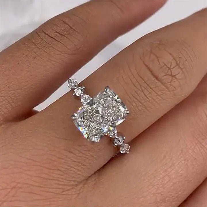 Sparkle Radiant Cut Engagement Ring In Sterling Silver shine