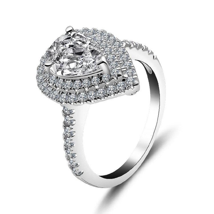 2.0ct Double Halo Pear Cut 925 Sterling Silver Engagement Ring shine of diamond