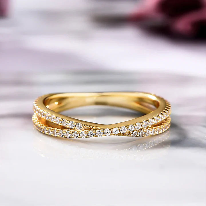 3PC Oval Cut Sterling Silver Bridal Set In Golden Tone Shine of Diamond