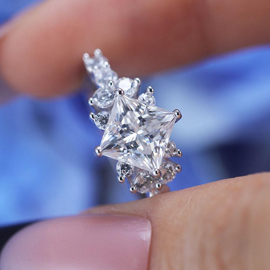 ShineofDiamond Retro Design Princess Cut Moissanite Ring Shine of Diamond