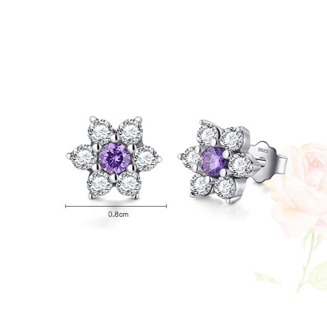 Cute 6 Petal Flower Earrings Stud shine of diamond
