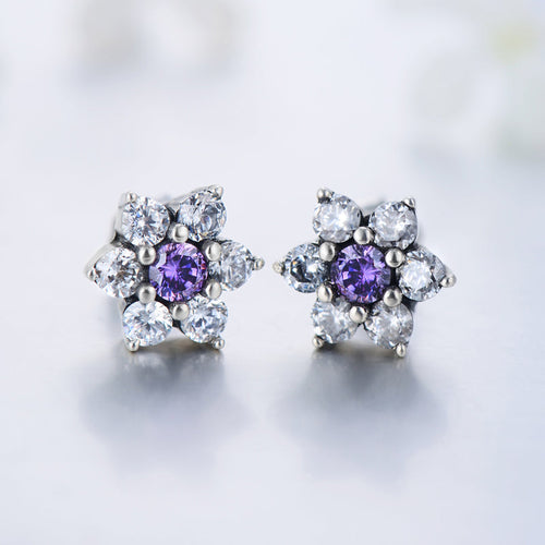 Cute 6 Petal Flower Earrings Stud shine of diamond