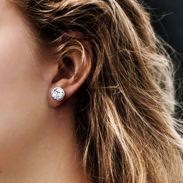Classic Bezel Sterling Silver Stud Earrings Shineofidamond
