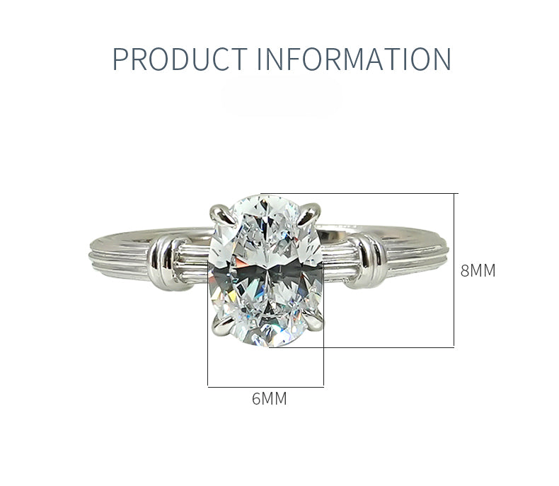 Unique Design 2.0CT Oval Cut Solitaire Engagement Ring shine of diamond