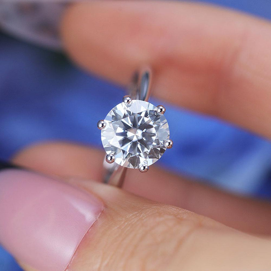 ShineofDiamond Classic 6 Prong Round Cut Moissanite Ring Shine of Diamond