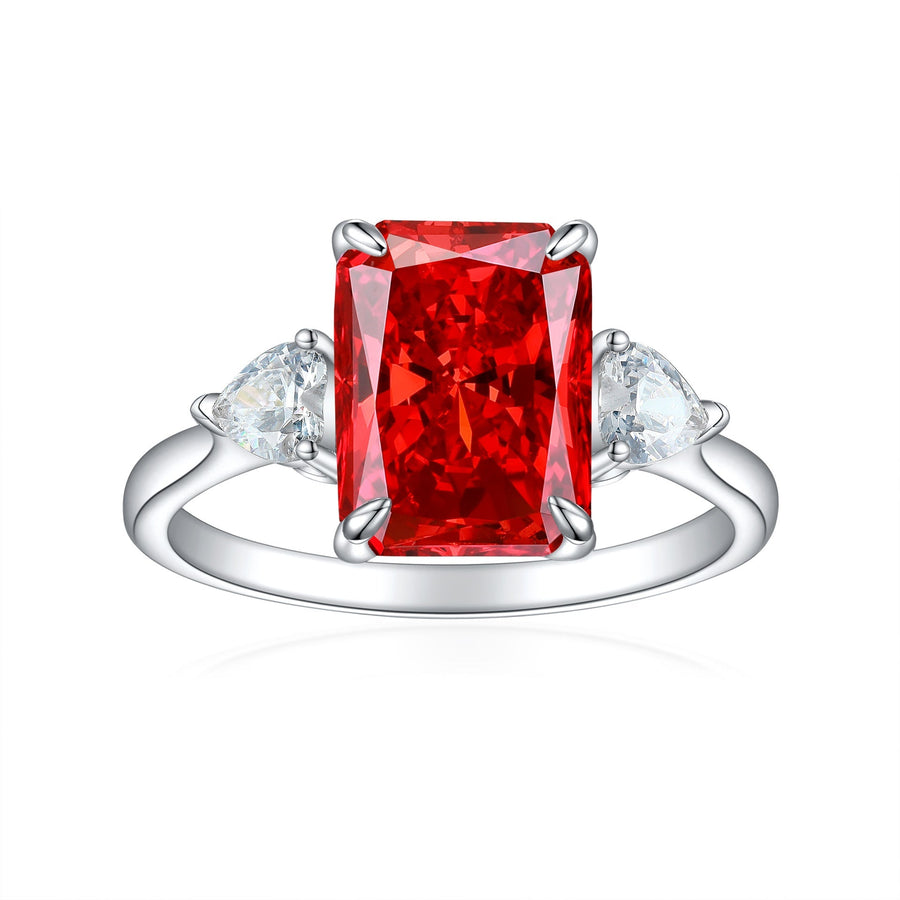 4.0CT Three Stone Pink Sterling Silver Engagement Ring (Multi Color Available) shine of diamond