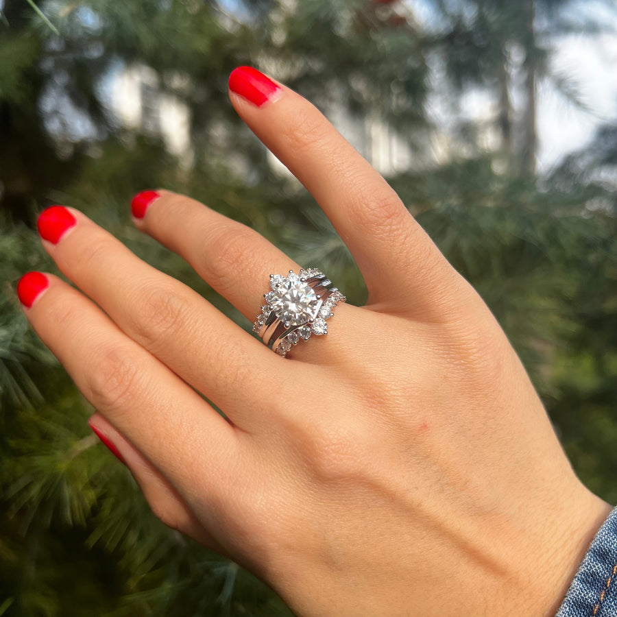 Exquisite 2 Pcs Round Cut Enhancer Wedding Bridal Set shine