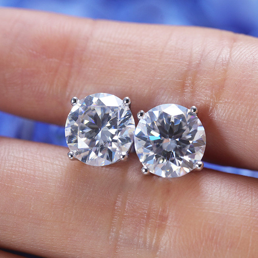 Classic 4 Prong Round Cut D Color Moissanite Stud Earrings Shine of Diamond