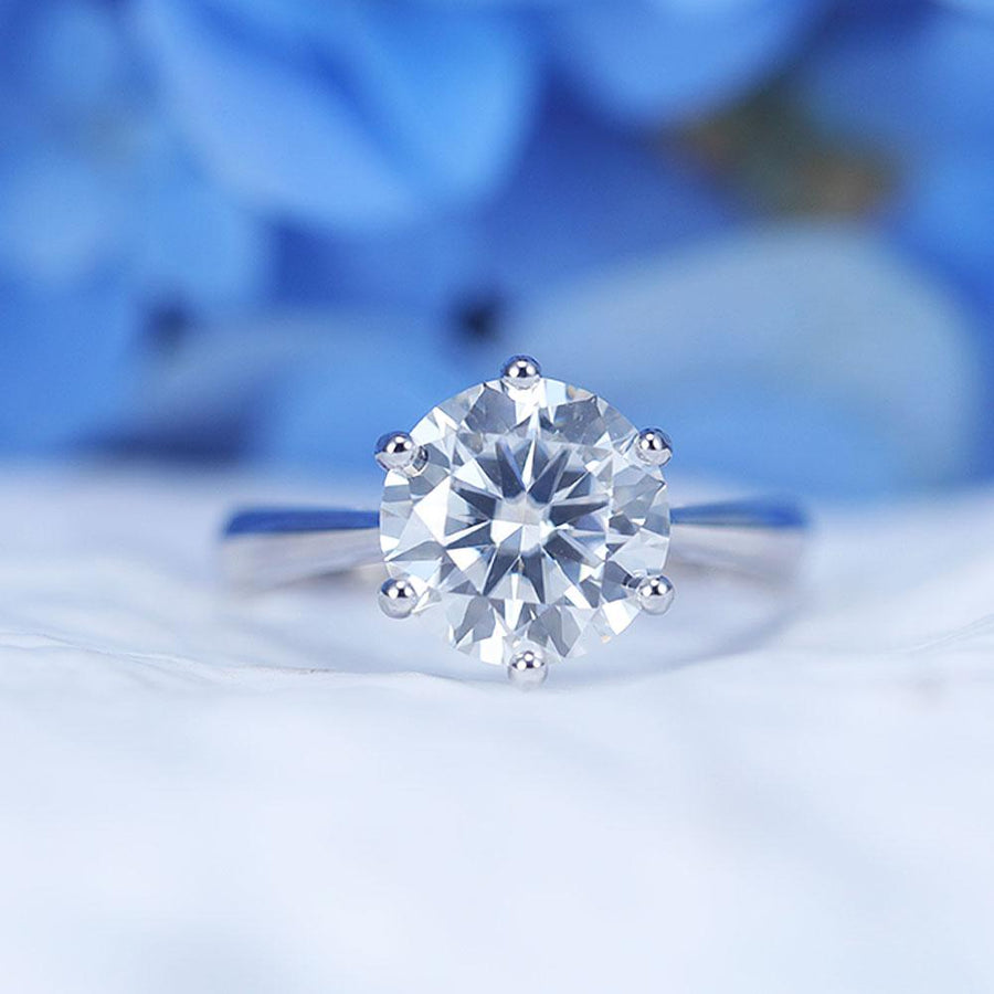 ShineofDiamond Classic 6 Prong Round Cut Moissanite Ring Shine of Diamond