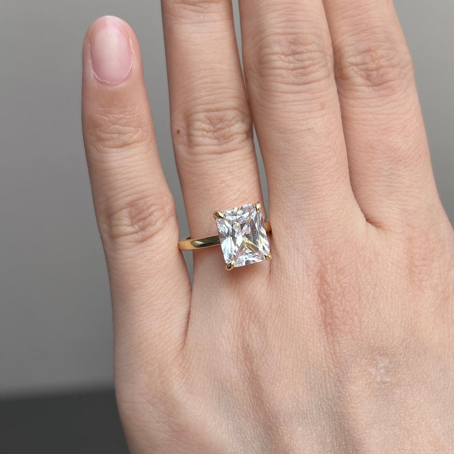 Radiant Cut Engagement Ring In Sterling Silver Shineofdiamond