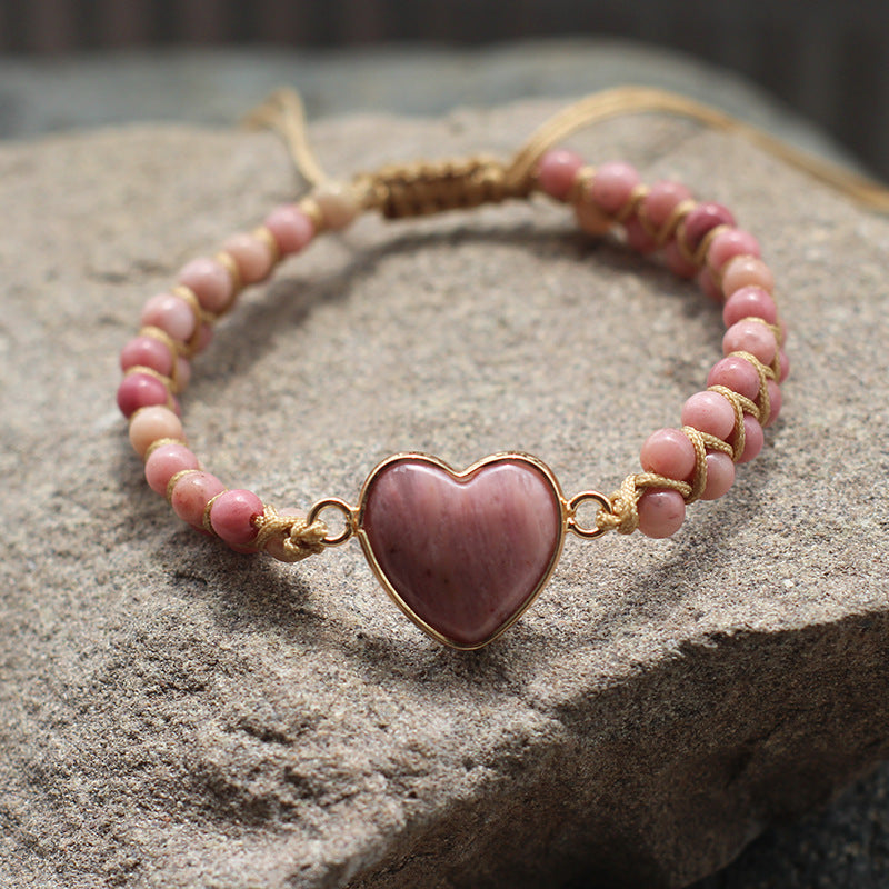 Bohemian Multi-Stone Woven Bracelet – Adjustable Natural Gemstone Shine of Diamond
