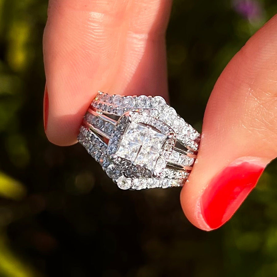 Exquisite Princess Cut Sterling Silver Party Engagement Ring For Women Shine of Diamond