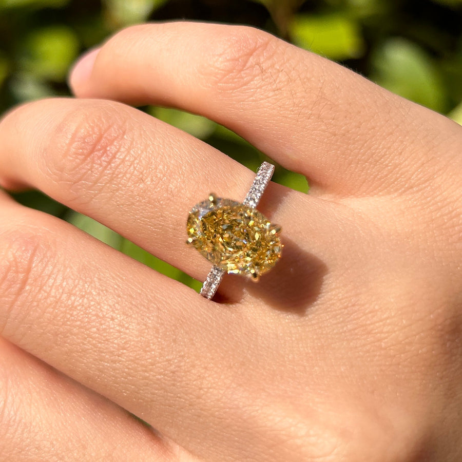 Stunning Yellow Oval Cut Sterling Silver Engagament Ring For Women Carly Jewelry