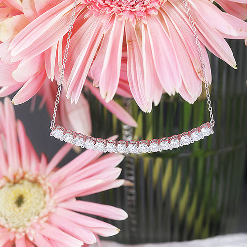 Smile Design Paved Sterling Silver Moissanite Necklace Shine of Diamond