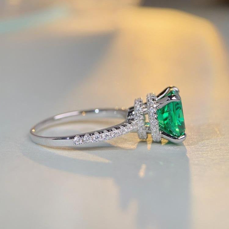 Unique 4.0ct Cushion Cut Paraiba Tourmaline Engagement Ring with Hidden Halo shine of diamond
