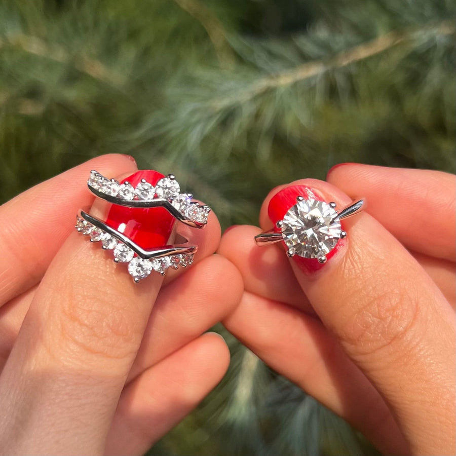 Exquisite 2 Pcs Round Cut Enhancer Wedding Bridal Set shine
