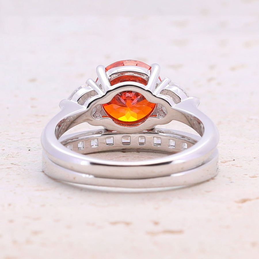 2.0ct Round Cut Red Gemstone Wedding Set in Sterling Silver shine of diamond