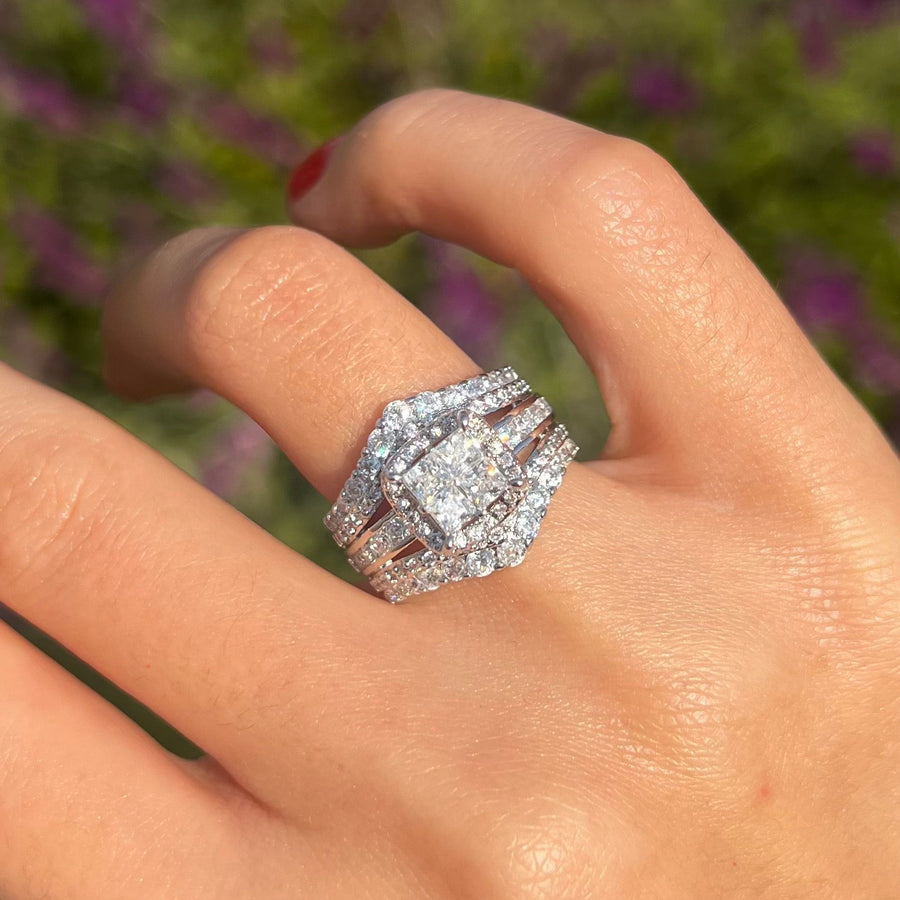 Exquisite Princess Cut Sterling Silver Party Engagement Ring For Women Shine of Diamond