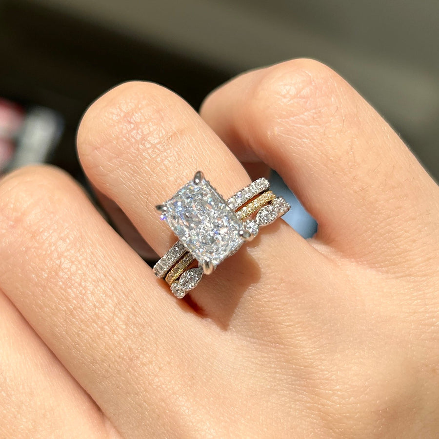 Stunning Radiant Cut Two Tone Bridal Set Shineofdiamond
