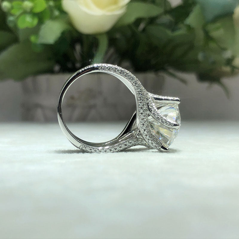 Luxury 6 Prong Twisted Band Round Cut Half Eternity Sterling Silver Engagement Ring Shineofdiamond