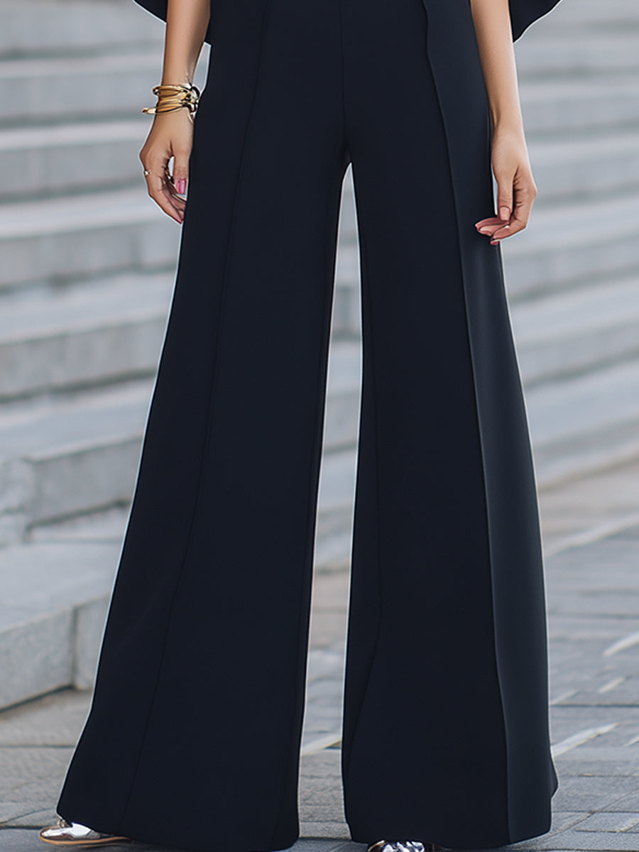 Cold-Shoulder Ruffled Wide-Leg Jumpsuit ZJ