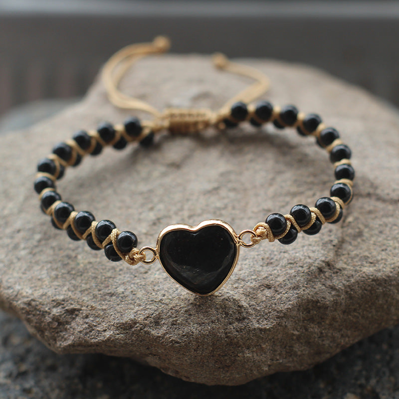 Bohemian Multi-Stone Woven Bracelet – Adjustable Natural Gemstone Shine of Diamond