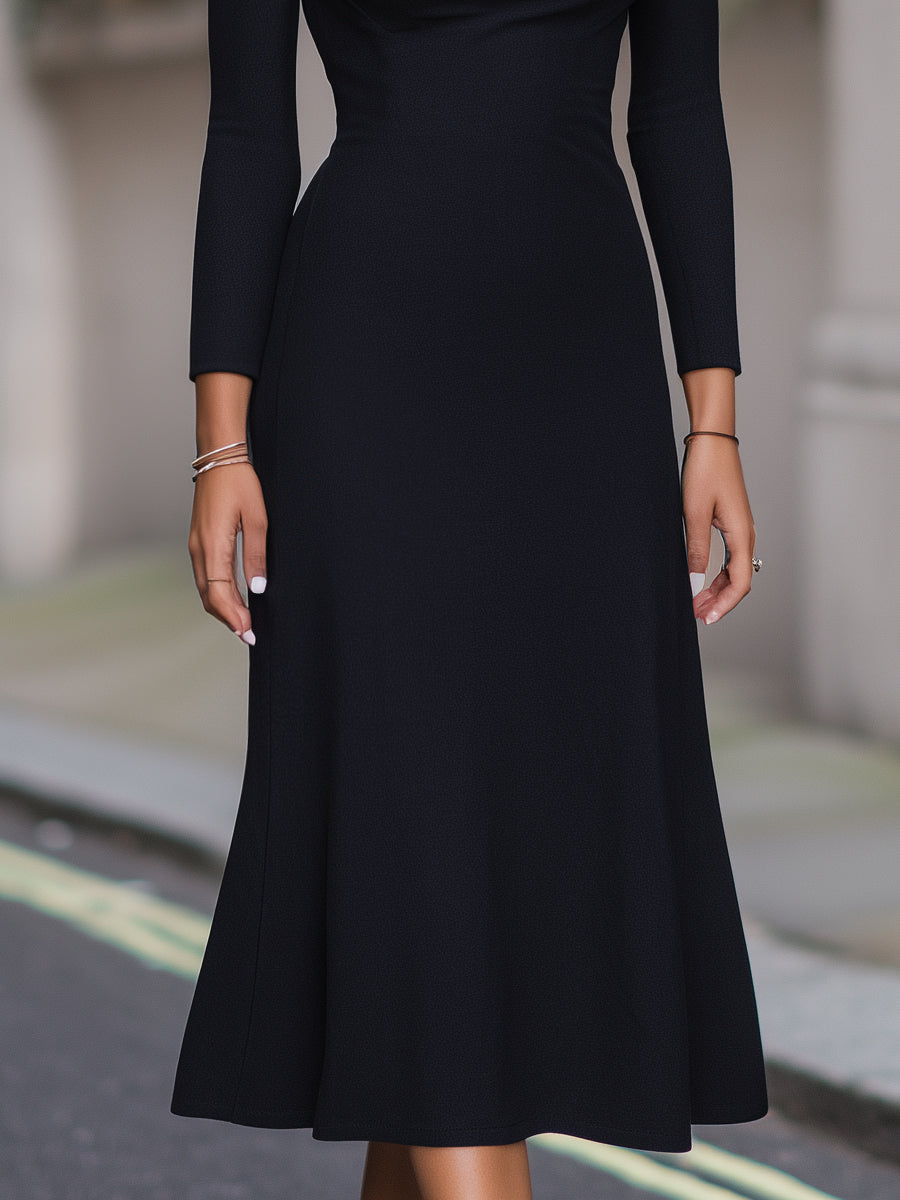 Off-Shoulder A-Line Midi Dress With Spaghetti Straps MLZ