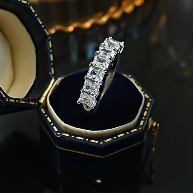 Sparkling Ice Cut Half Eternity Sterling Silver Band Carly Jewelry